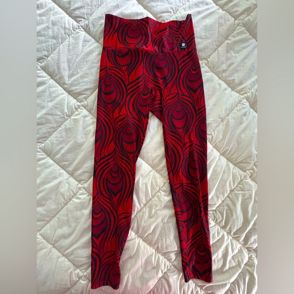 Lineagewear Red Peacock Print Leggings